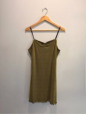 Yellow Black Gingham Slip Dress Lettuce Hem